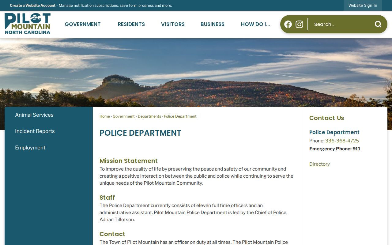 Surry County Pilot Mountain Police Department criminal records location