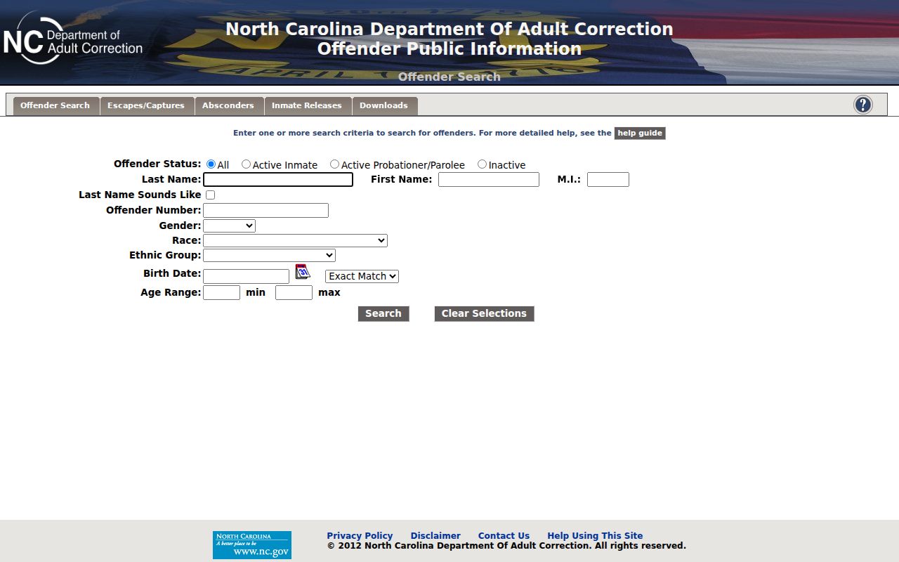 Surry County arrest search through NCDAC state custody records