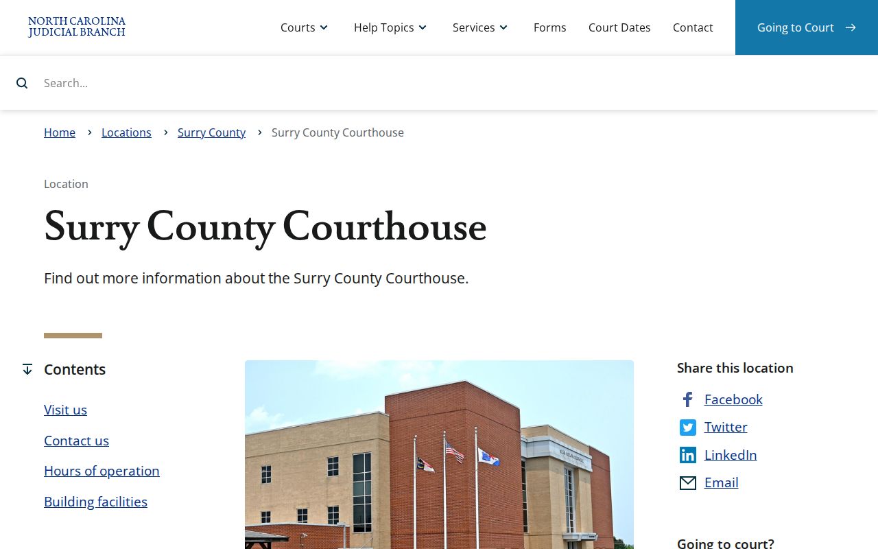 Surry County courthouse for criminal case records