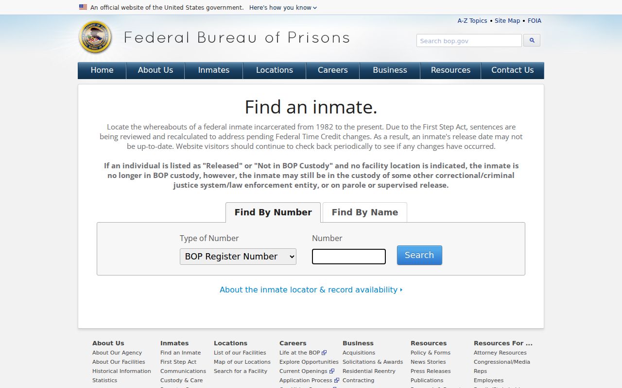 Surry County federal custody record search through the BOP locator